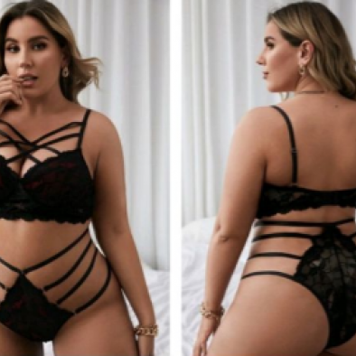 +PLUS Lace Lattice Lingerie Set